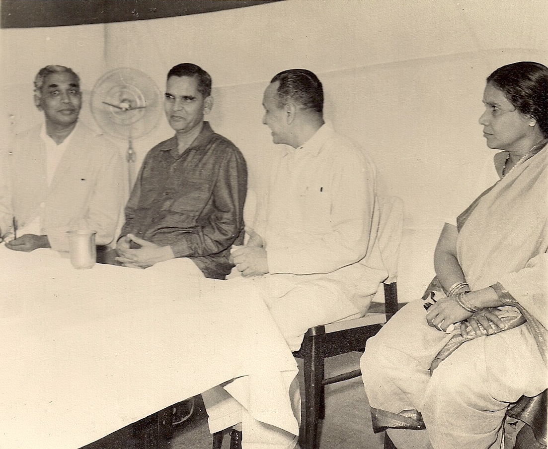 Manubhai with Shri Baburaoji Parkhe and Shrimati Kamalabai Parkhe 1960